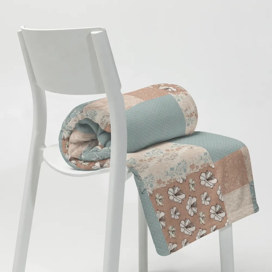 Vintage Romance Taupe Floral Patchwork Throw Blanket product image (8)