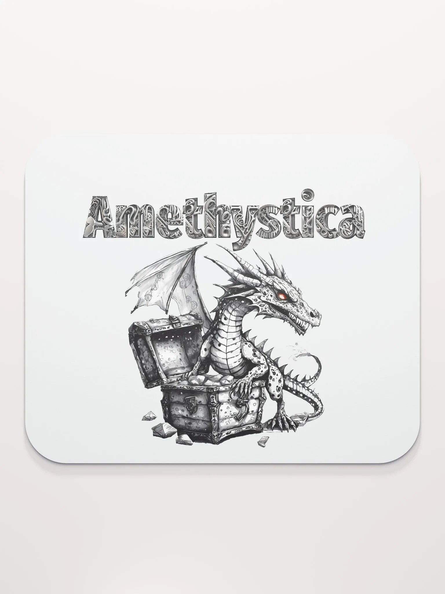 Classic Mouse Pad: Rock On Dragon with Treasure chest product image (2)