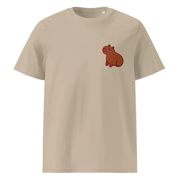 Cute Embroidered Capybara Organic Cotton T-Shirt product image (2)