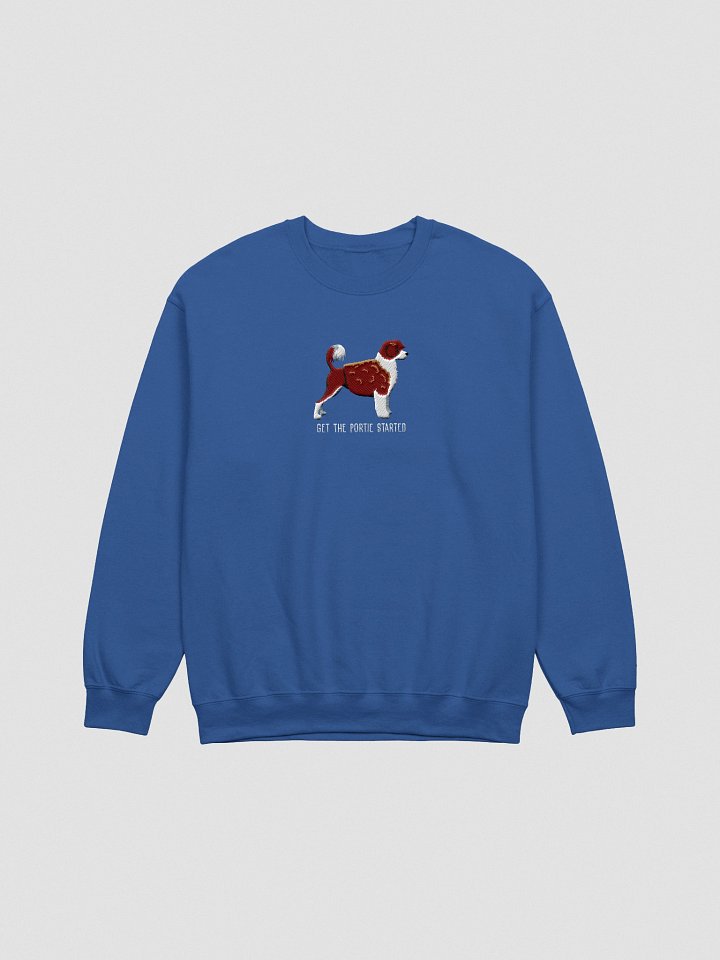 Get the Portie Started Sweatshirt (Embroidered) of a Portuguese Water Dog(Chocolate & White) product image (7)