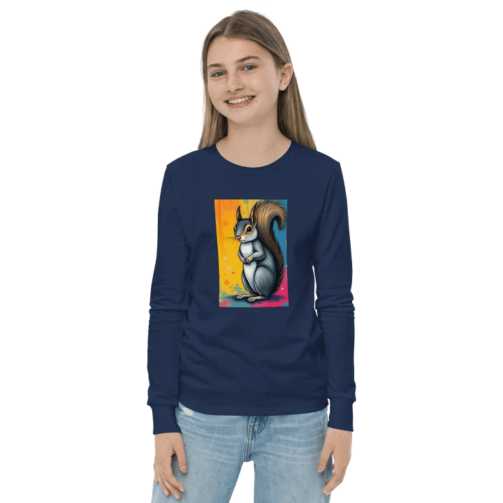 Vibrant Squirrel Illustration Youth Long Sleeve T-Shirt product image (2)