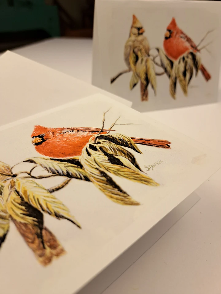 Wildlife Art Greeting Card - Cardinals - Shipping Included product image (2)