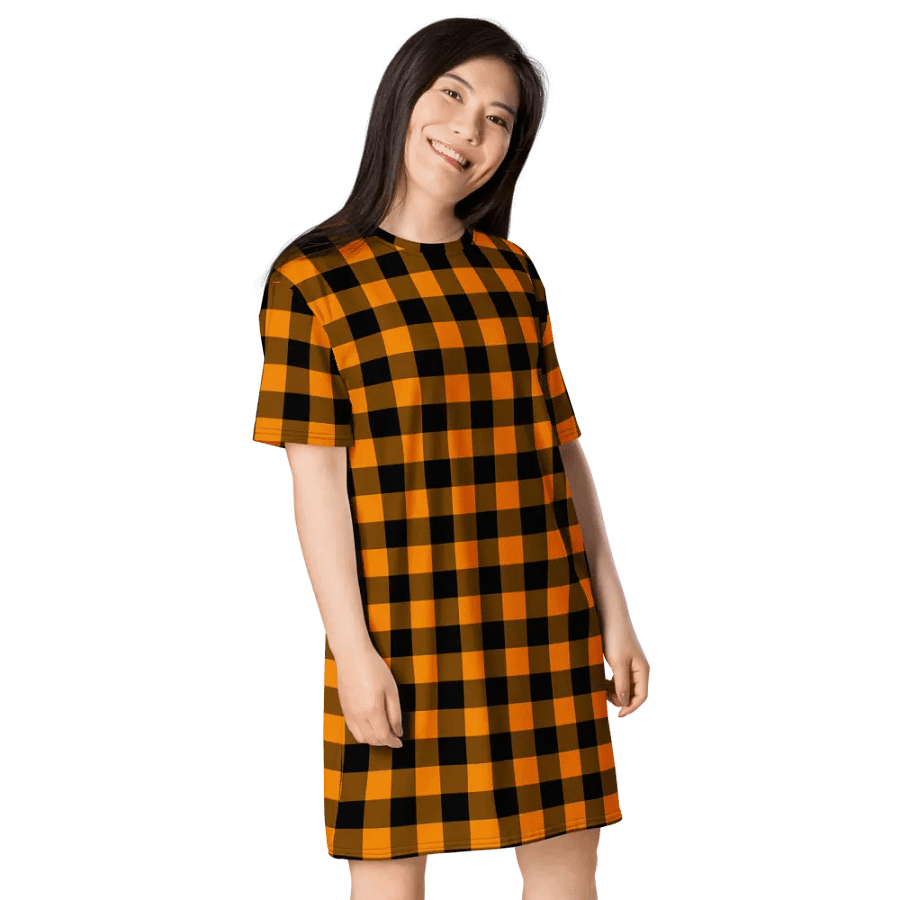 Tangerine Plaid - T-Shirt Dress product image (5)