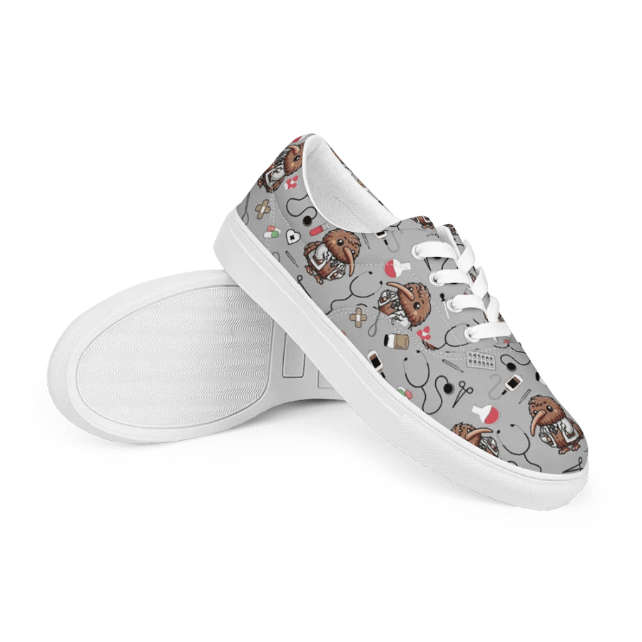 Cute Medical Kiwi Lace-up Canvas Shoes (Grey) product image (7)