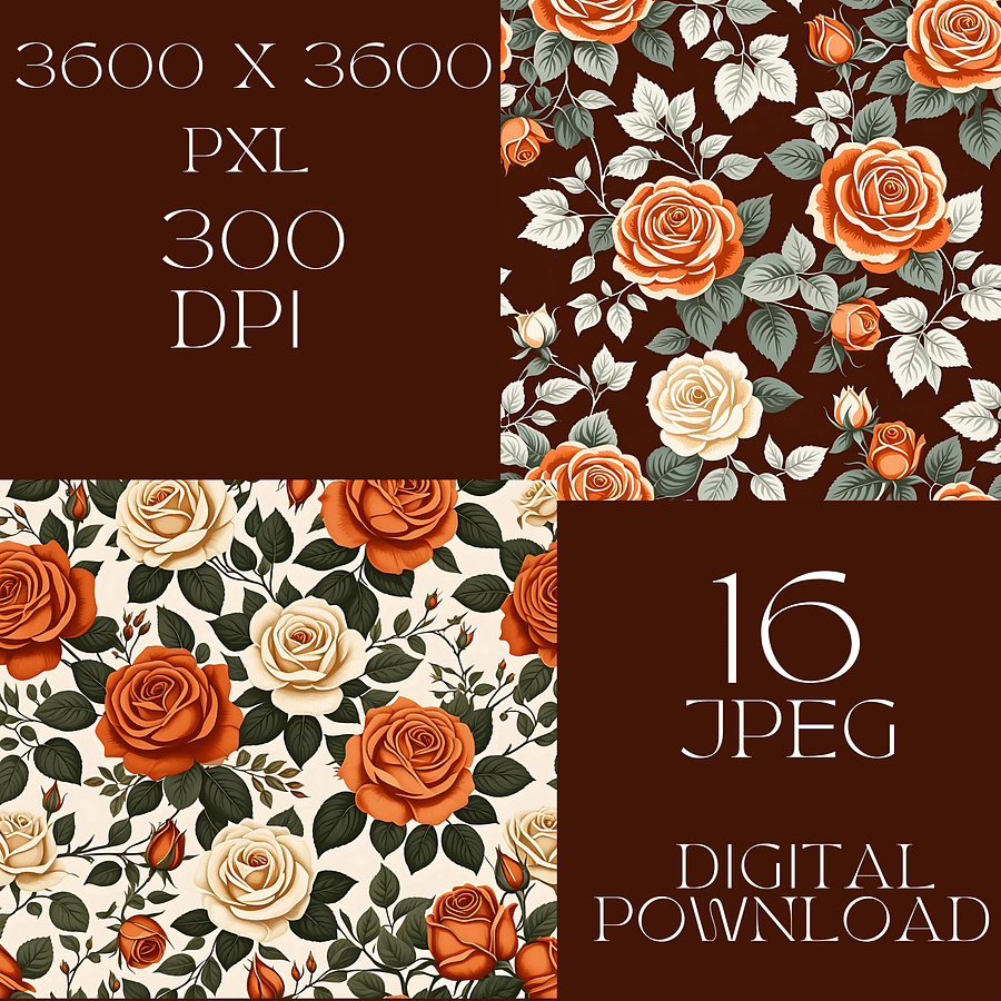 Rustic Vintage Rose Pattern Paper Pack Bundle product image (2)