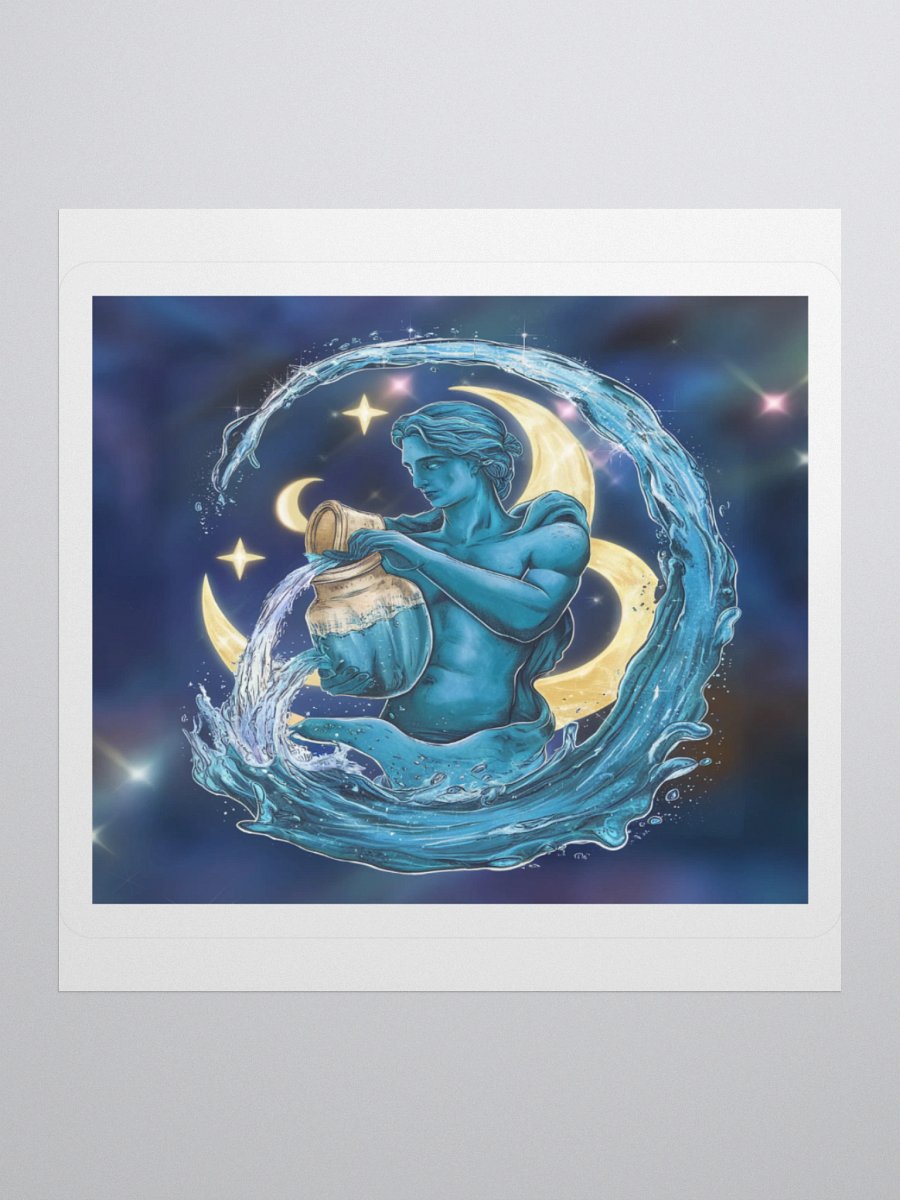 Aquarius Celestial Water-Bearer Vinyl Sticker - Exclusive Zodiac Art product image (1)