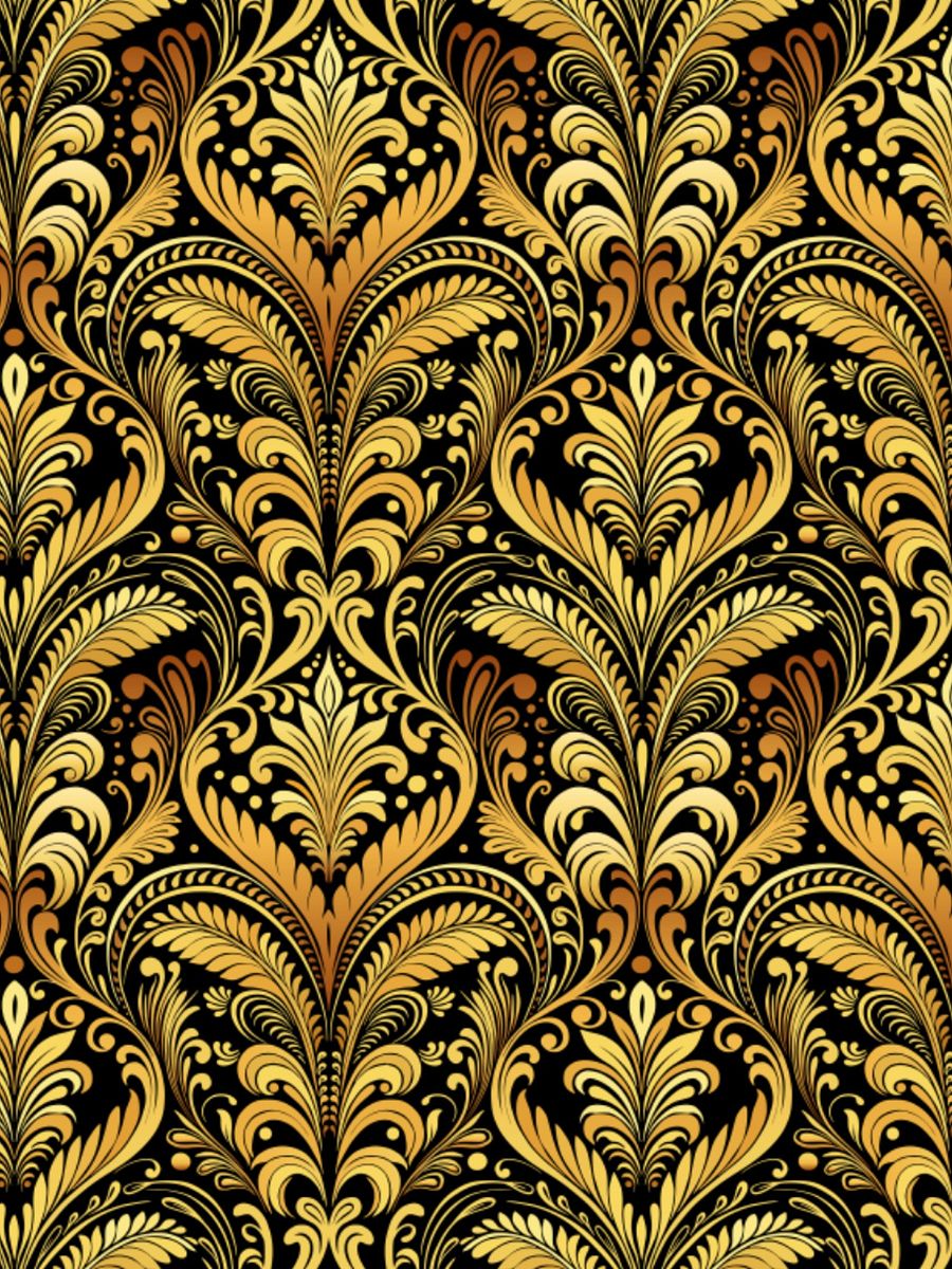 Gold Vintage Glamour Flourishes Single Seamless Pattern product image (2)