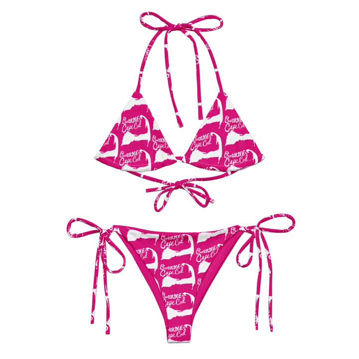BOURNE to Cape Cod™ | White Logo on Vibrant Pink| String Bikini – Bold, Beachy & Totally Luxe product image (1)