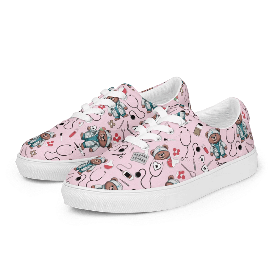 Cute Medical Bears Lace-up Canvas Shoes (Pink) product image (6)