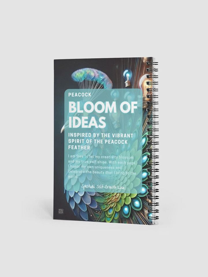 "Bloom of Ideas" – Illuminated Peacock Feather Journal for Spiritual Growth and Inspired Reflection Side product image (2)