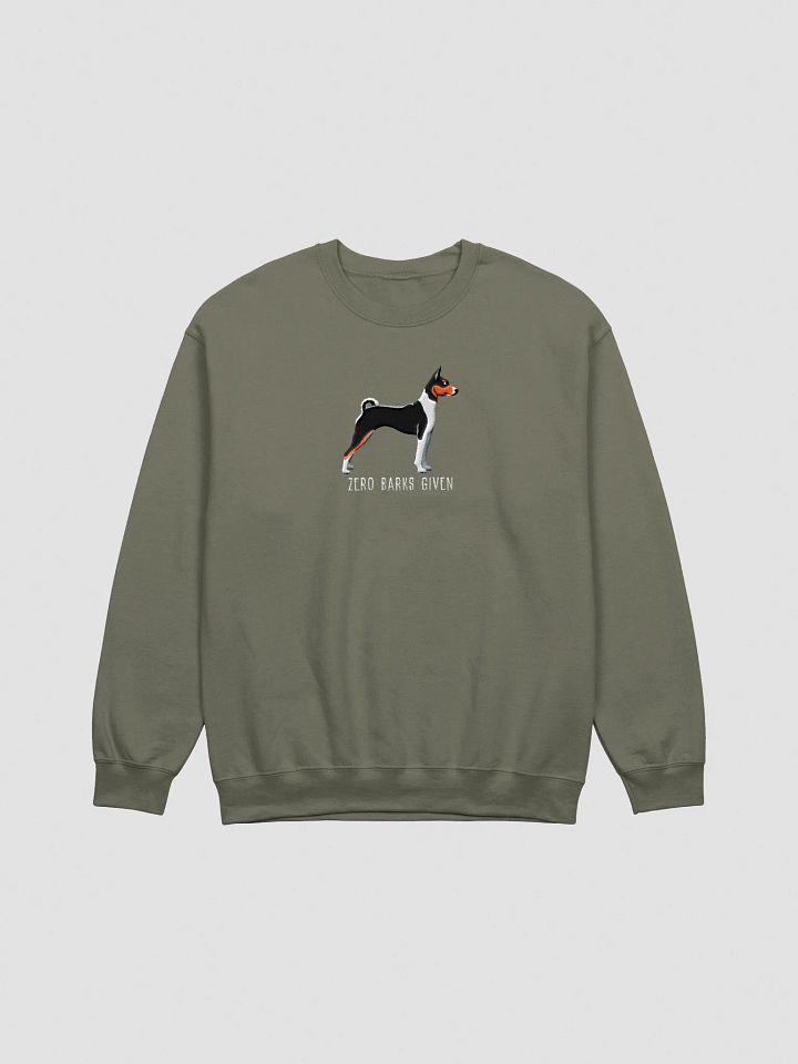 Zero Barks Given Sweatshirt (Embroidered) of a Basenji(Tricolor) product image (10)