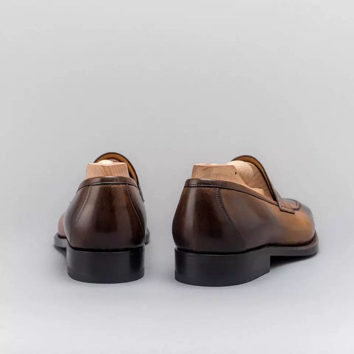 Handmade Men tan leather moccasins, Men dress shoes, dress shoes for men product image (1)