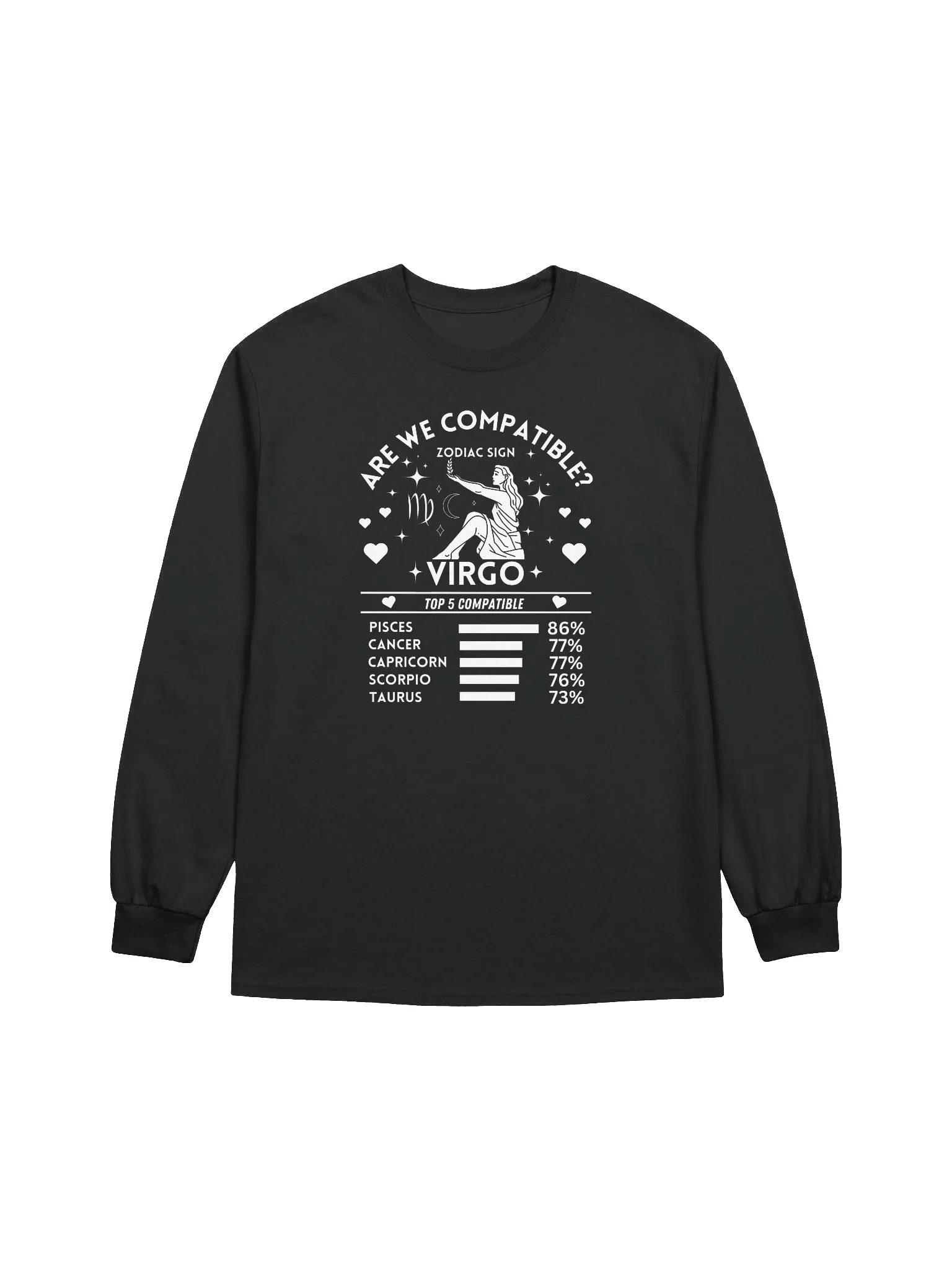 Virgo Zodiac Sign Romantic Compatibility - Gildan Ultra Cotton Unisex Long Sleeve T-Shirt - Dark Colors product image (2)