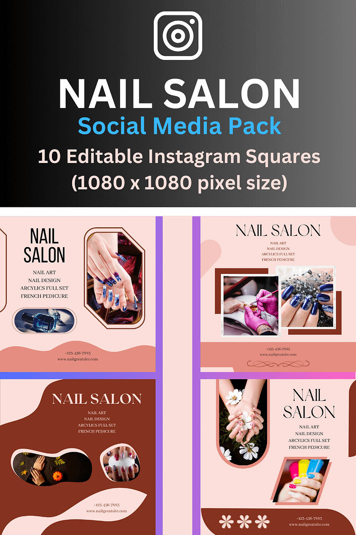 Canva Templates: Instagram Posts Nail Art & Beauty Redefined 🌸💅 product image (2)