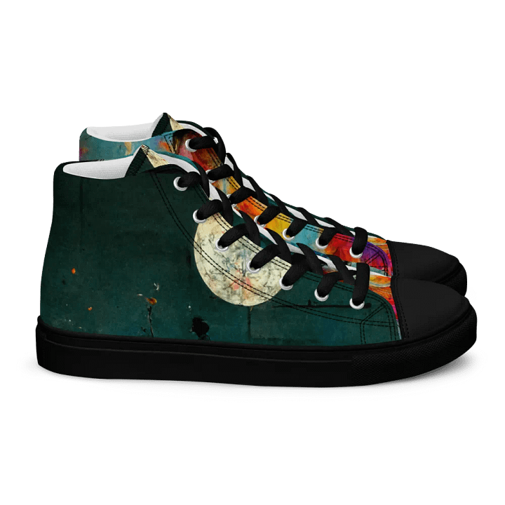 Mystical Moon Gathering, handmade men's High Top Canvas Shoes product image (2)