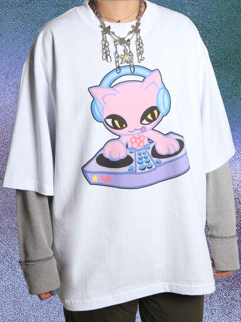 DJ Kitty T-Shirt (White) product image (1)