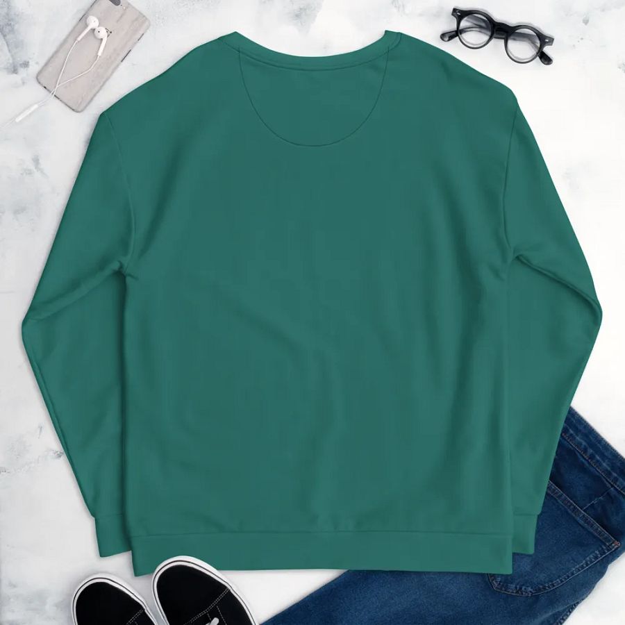 Plain Medium Teal Green True Summer Unisex Recycled Polyester Heavyweight Premium Sweatshirt by Treasure Pie product image (9)