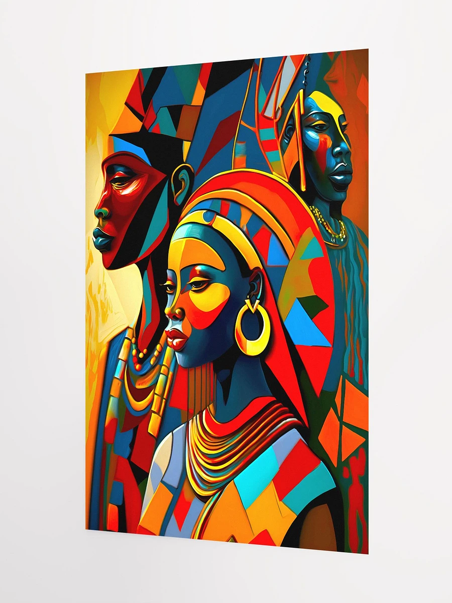 Tribute in Triptych: Stylized African Figures Africa Art Colorful Abstract Art Matte Poster product image (5)