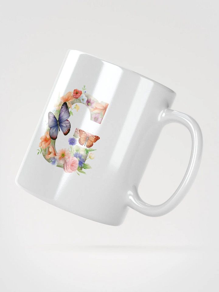 Letter G Monogram Floral Fantasy White Glossy Mug product image (6)
