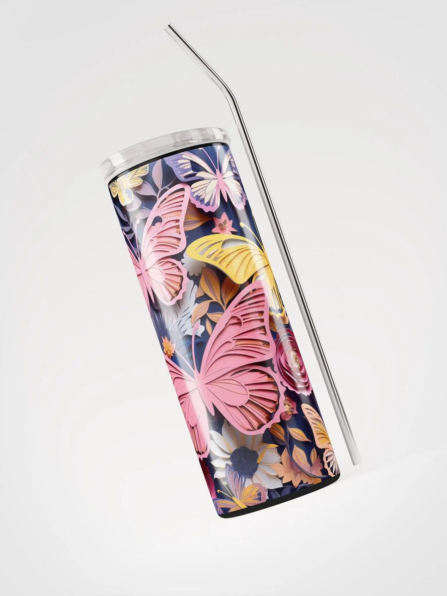 Vibrant Colorful Butterfly Purple Papercut Style Stainless Steel Tumbler product image (3)