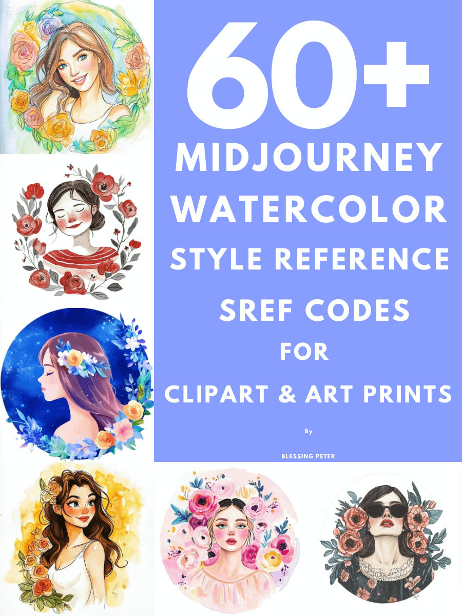 60+ Midjourney Watercolor Style Reference SREF Codes for Clipart and Art Prints product image (1)