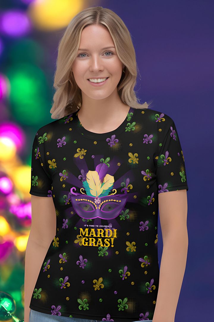 Mardi Gra All Over Print T-shirt product image (1)