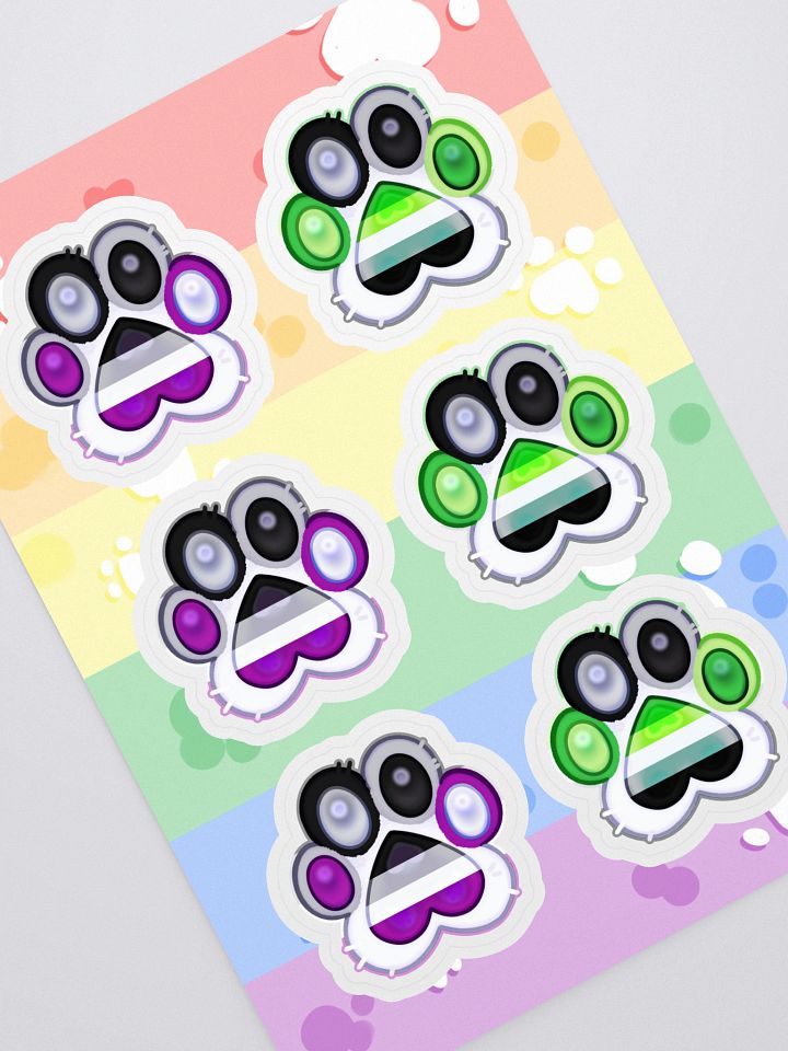 Aro & Ace Medley Pride Paw Prints Sticker Sheet product image (1)