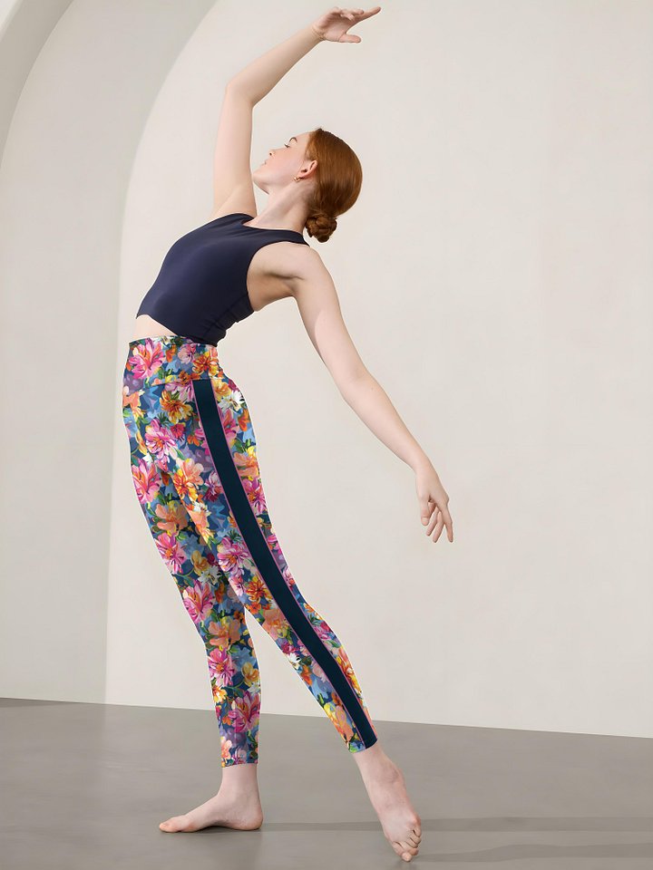 High-Waisted Leggings "Bold Abstract Florals" Mix Stripe product image (2)