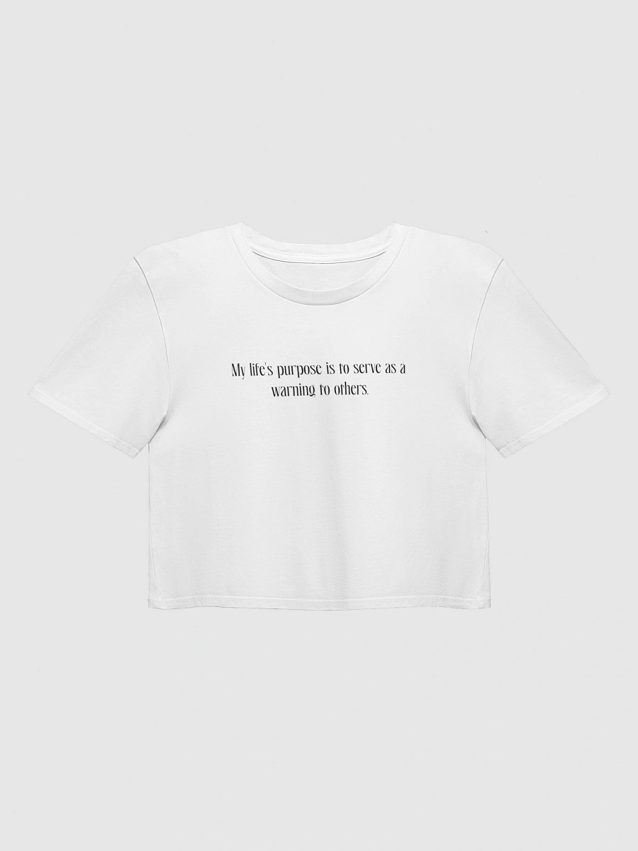 Life's Warning Y2K Crop Baby Tee - Funny Sarcastic Graphic T-Shirt product image (3)