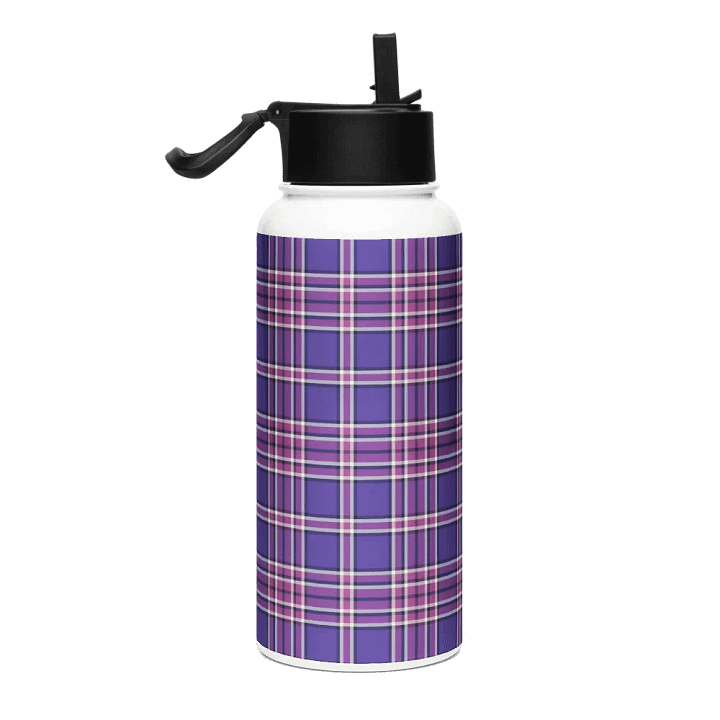 Purple Orchid and Violet Plaid Water Bottle product image (1)