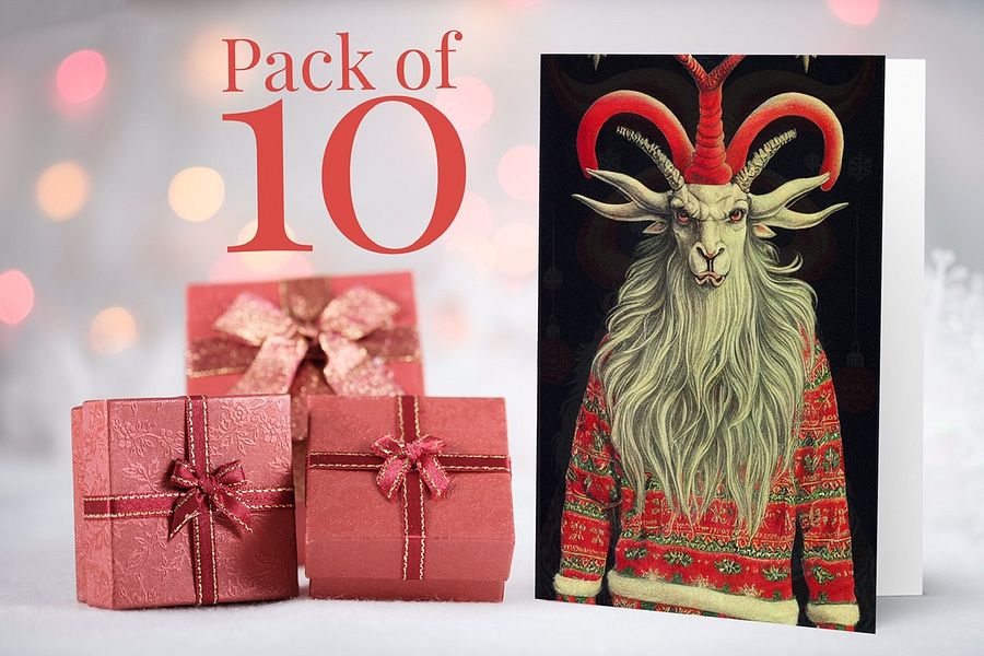 Retro Horned Yule Goat Ugly Sweater Christmas Cards Pack of 10 • 5×7 product image (4)
