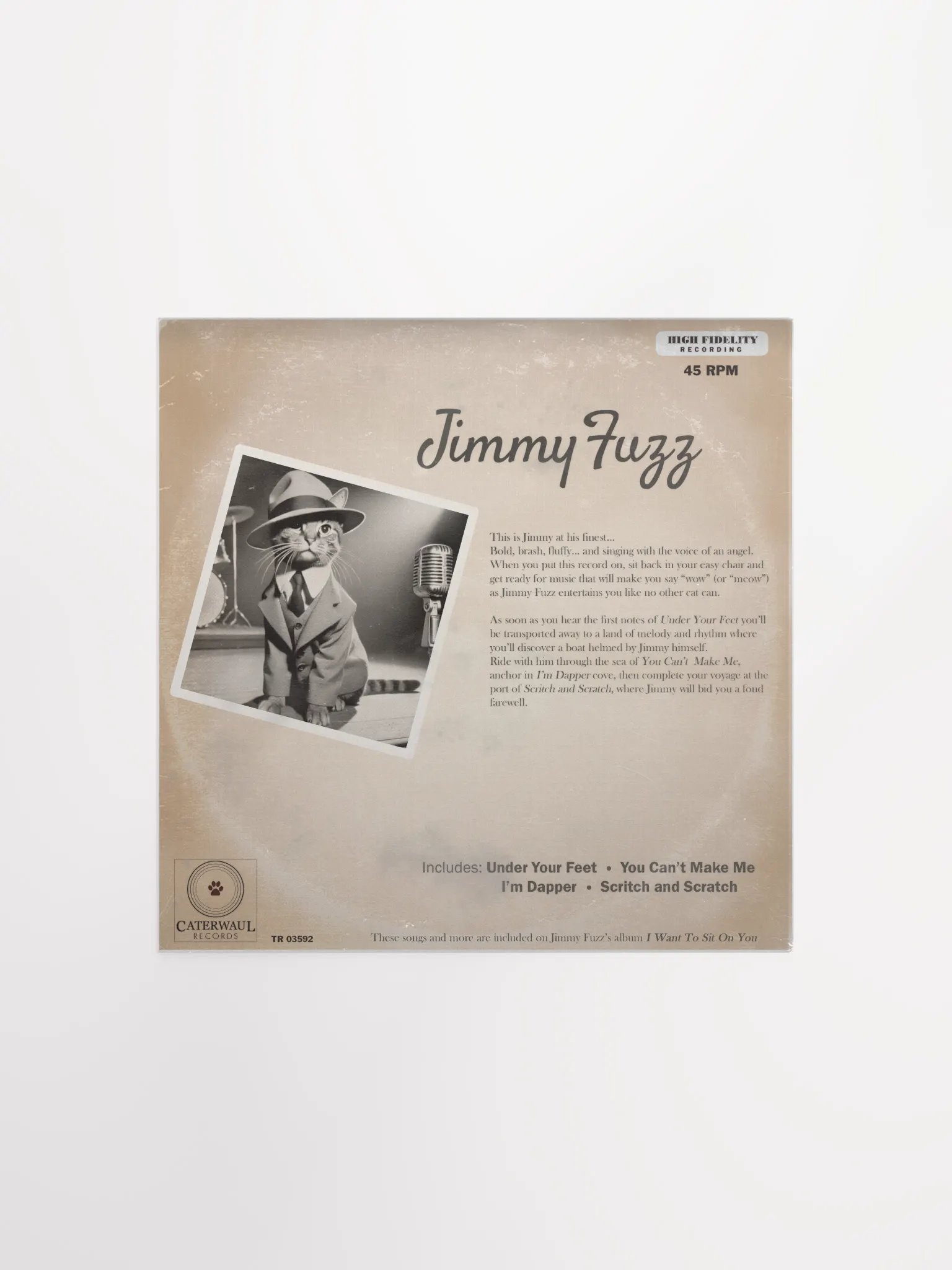 Jimmy Fuzz poster - Under Your Feet album jacket (back) - 12