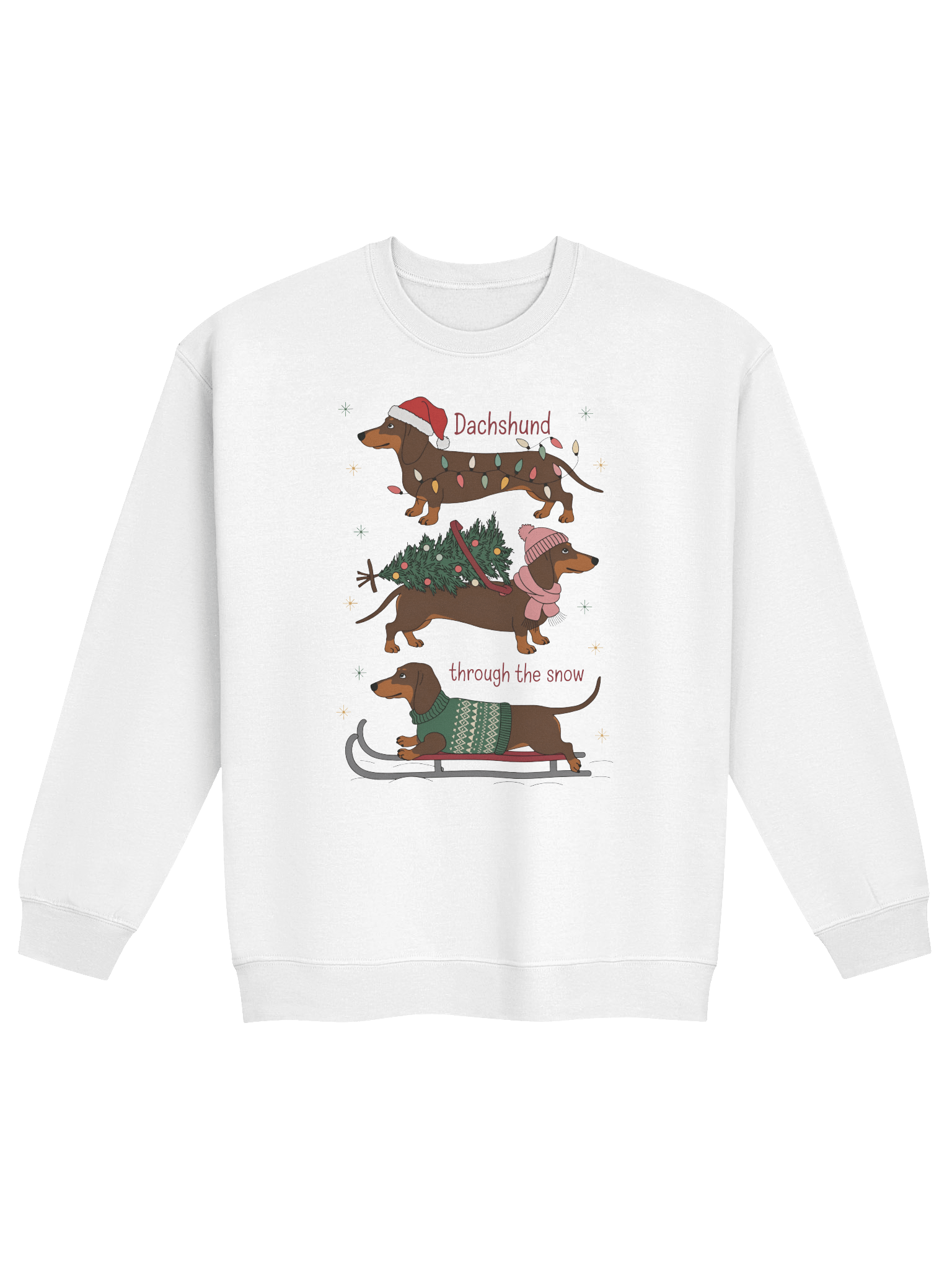 Dachshund Through The Snow Christmas Sweatshirt – Funny Xmas Dog Lover Crewneck product image (33)
