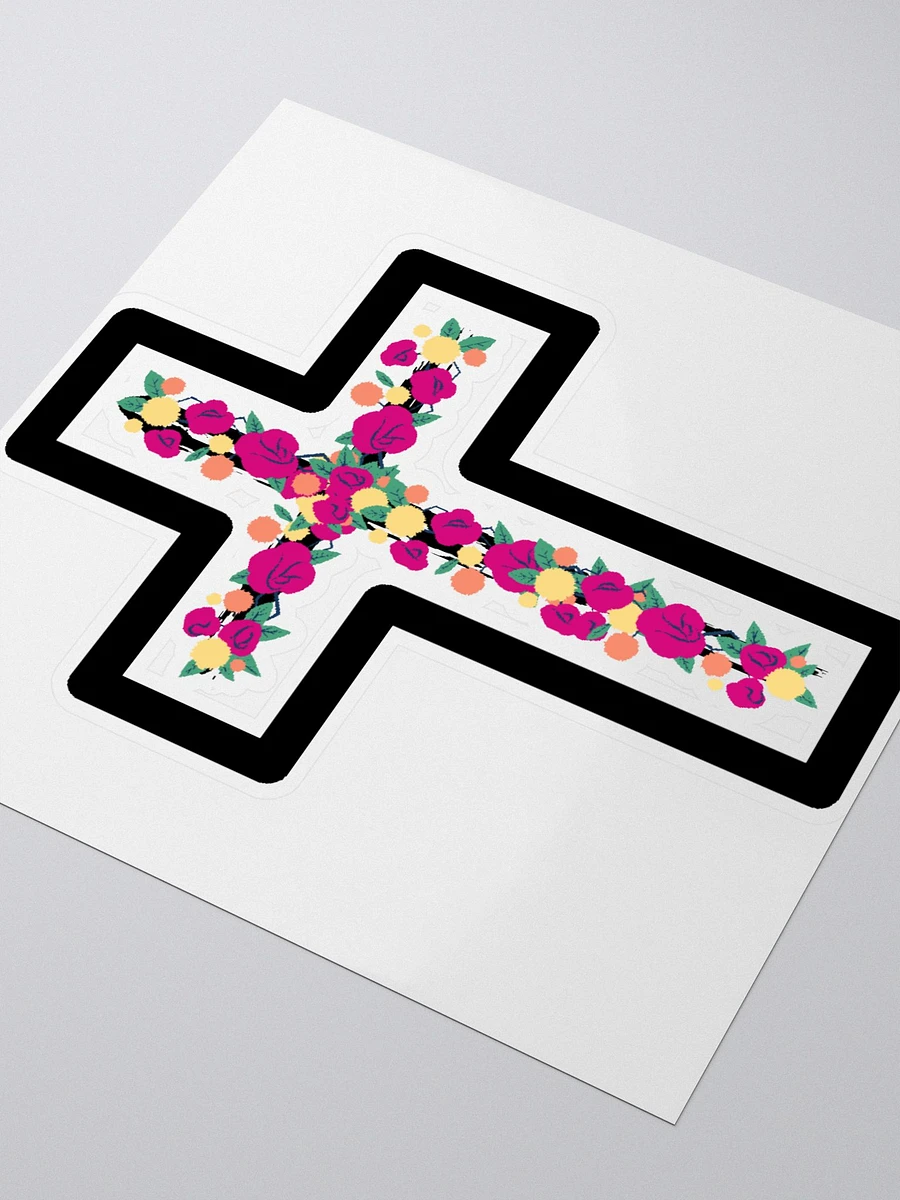 Pink & Yellow Floral Cross With Border Sticker product image (3)