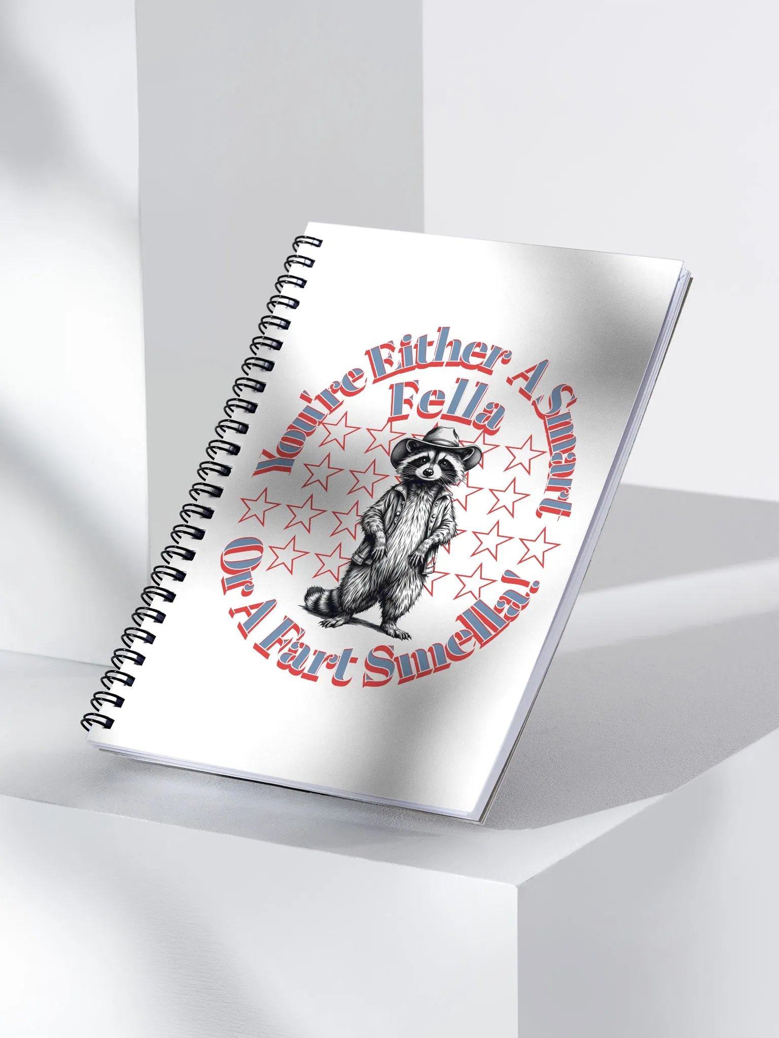 Youre Either A Smart Fella Or A Fart Smella Raccoon Witty Cowboy Spiral Notebook product image (3)