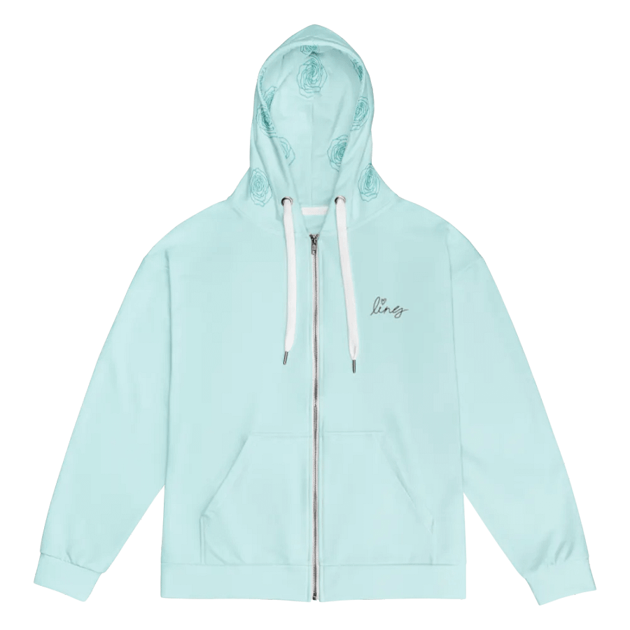 Lingling Kwong Rose Design Unisex Zip Hoodie (Blue) product image (11)
