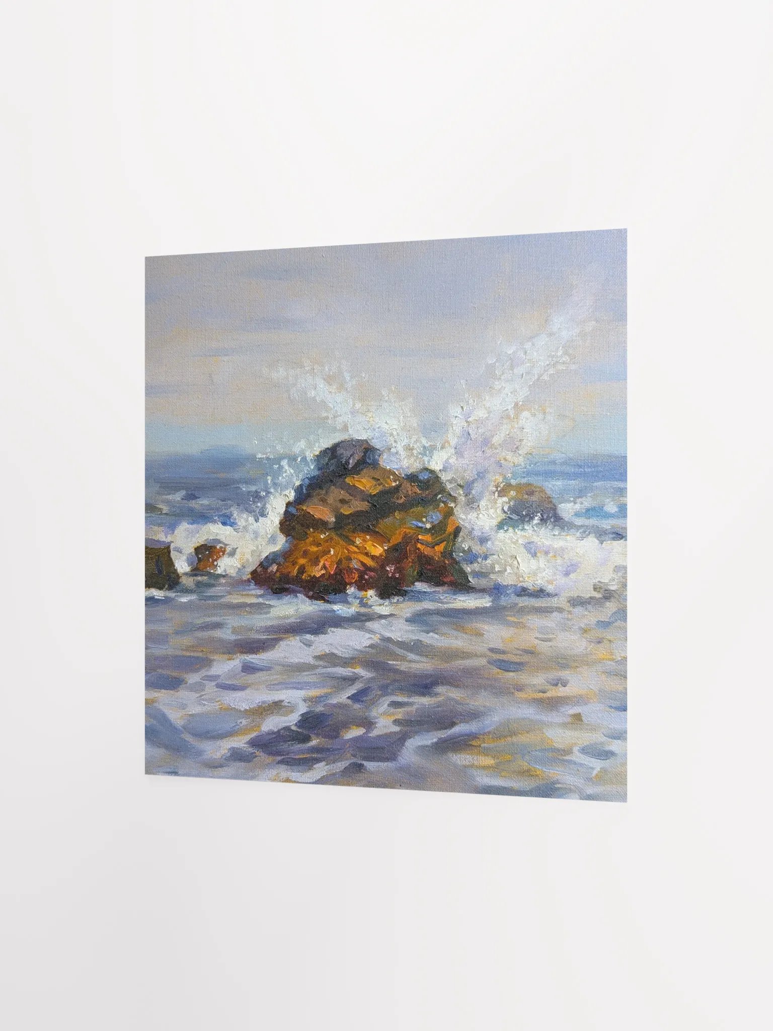 Rocks and waves on the beach-Oil Painting Paper Poster product image (9)