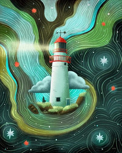 The lighthouse at the end of the universe. Helping warn sailors on their way.

My interpretation of the incredible nebula pie...