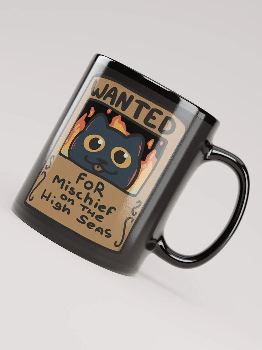 Wanted: Straw Cat Mug – Mischief on the High Seas (Black Glossy Mug Edition) product image (8)