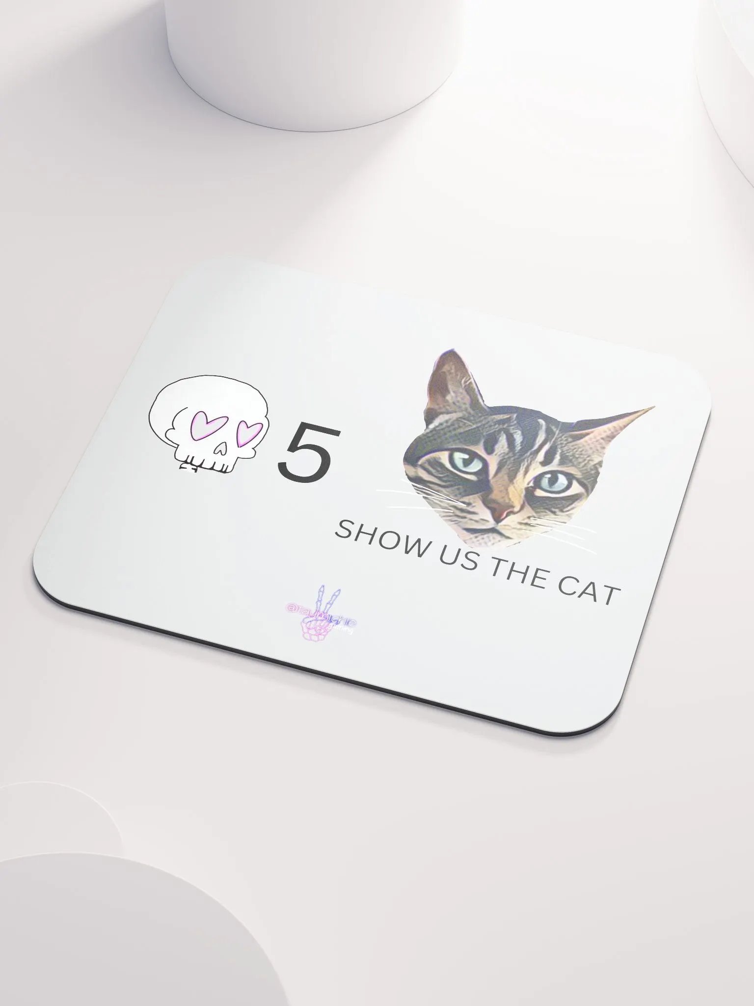 White Mouse Pad Channel Points Show Us the Cat product image (3)