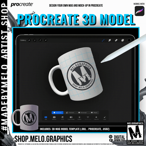 Procreate 3D Model: Ceramic Mug | #MadeByMELO product image (2)