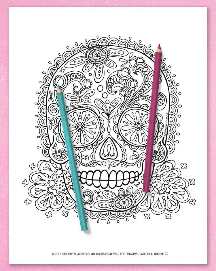 Sugar Skull Coloring Pages product image (5)
