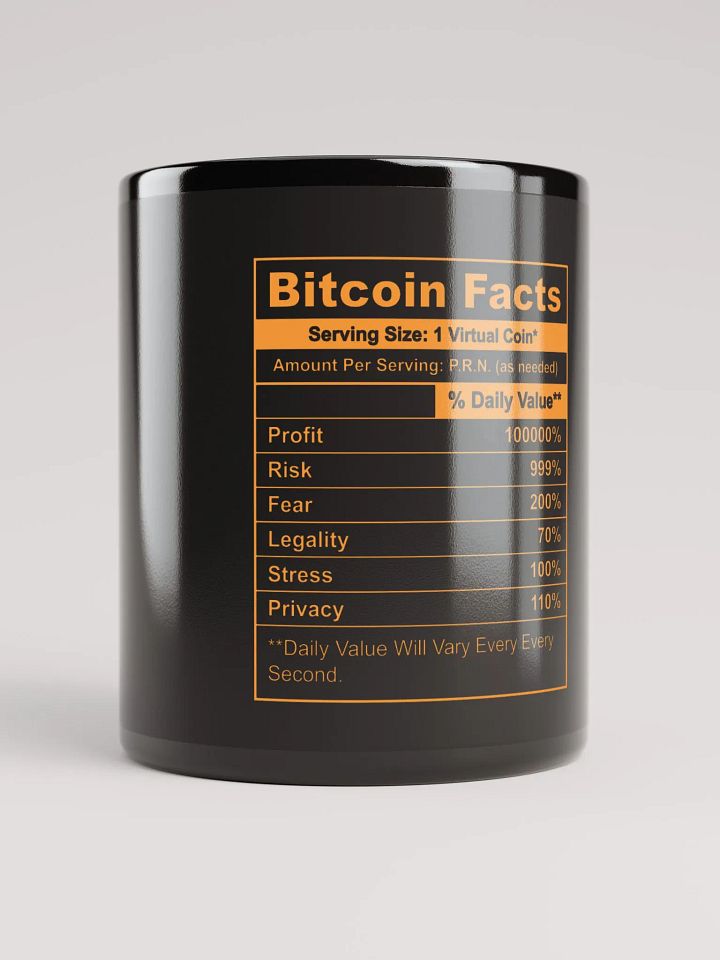 Bitcoin Facts Black Glossy Mug product image (1)