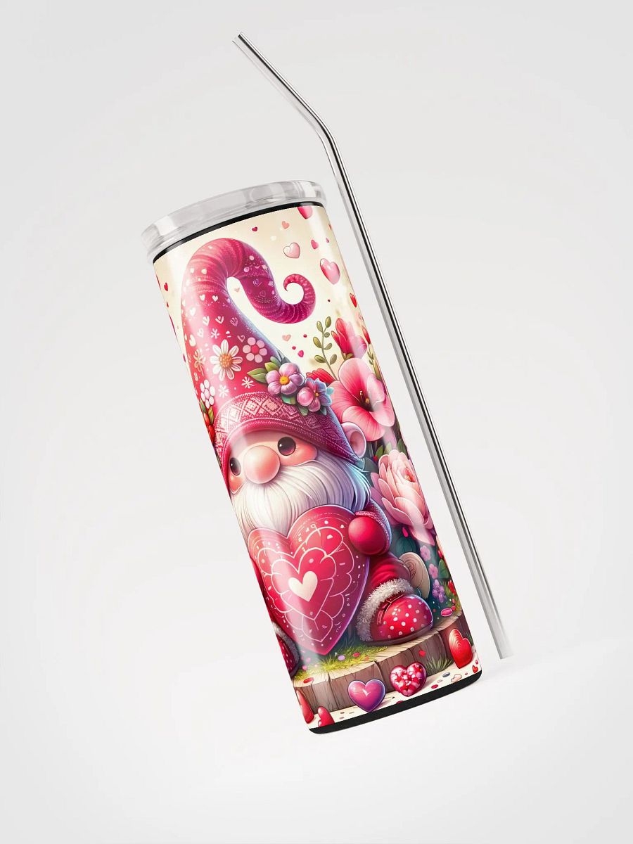 Valentine's Gnome Hearts & Flowers Stainless Steel Tumbler: Gifting Love product image (3)