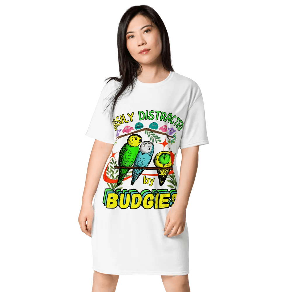 Easily Distracted By Budgies Party T-Shirt Dress product image (1)