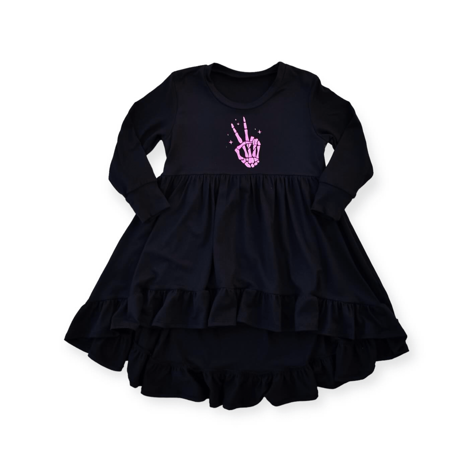 Skeleton Peace High Low Dress Long Sleeve product image (1)
