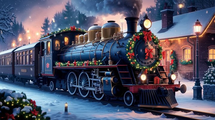 Mesmerizing Christmas Train A Nostalgic Winter Journey - Frame TV product image (1)