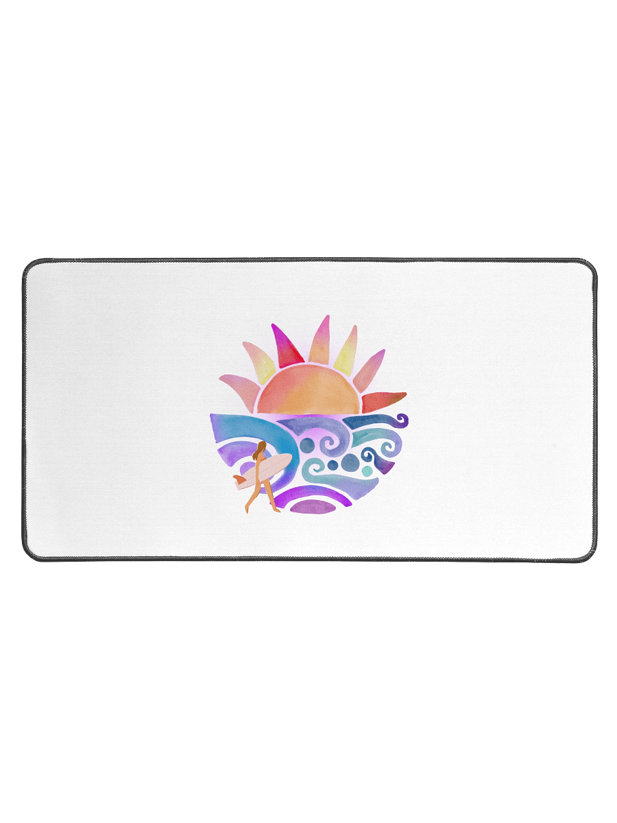 Sunset Surf Vibes Desk Mat | Retro Watercolor Beach Aesthetic product image (1)