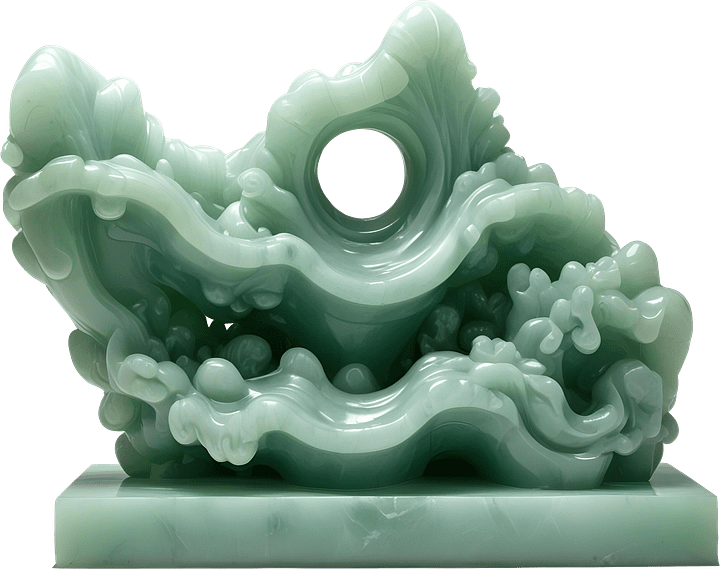 Jade Signature – Abstract Jade Wave Sculpture PNG product image (1)