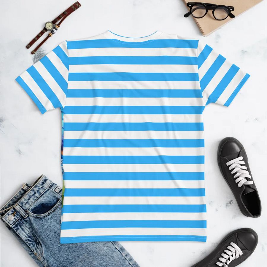 Butterfly Bliss Blue Stripped All-Over Print Women's T-Shirt product image (5)